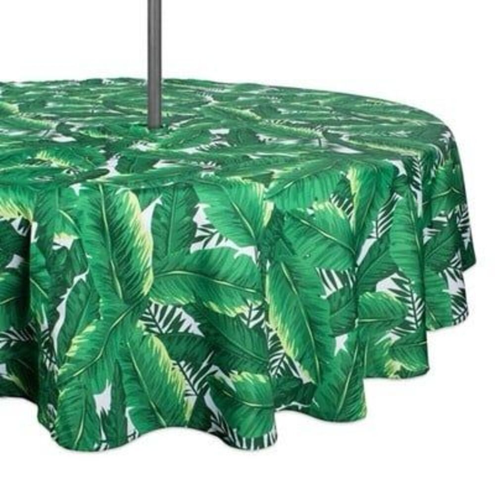 DII Design Imports CAMZ37320 52” Banana Leaf Outdoor Round Tablecloth w Zipper